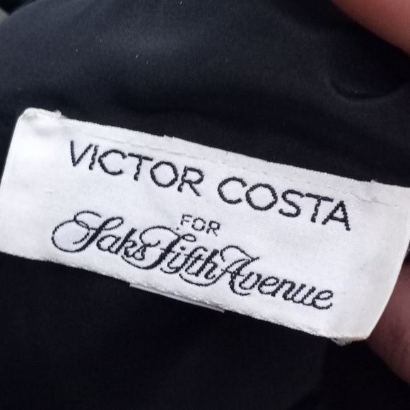 VINTAGE VICTOR COSTA Black Sheath Dress with Illusion Bodice w/Rhineston… - Picture 2 of 6